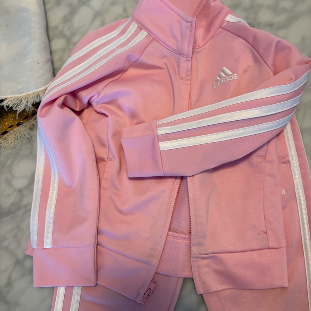 Adidas Light Pink Tracksuit with White Accents